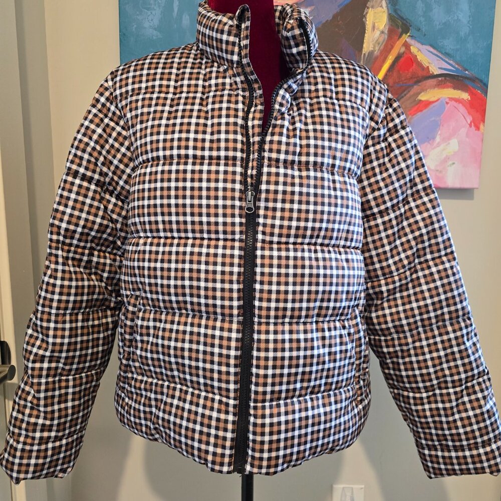 Plaid Puffer Coat & Slacks - Picture 2 of 5